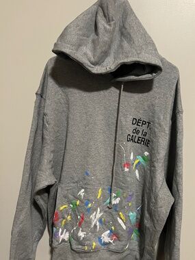 Gallery Dept. Paint Splatter Hoodie in grey.